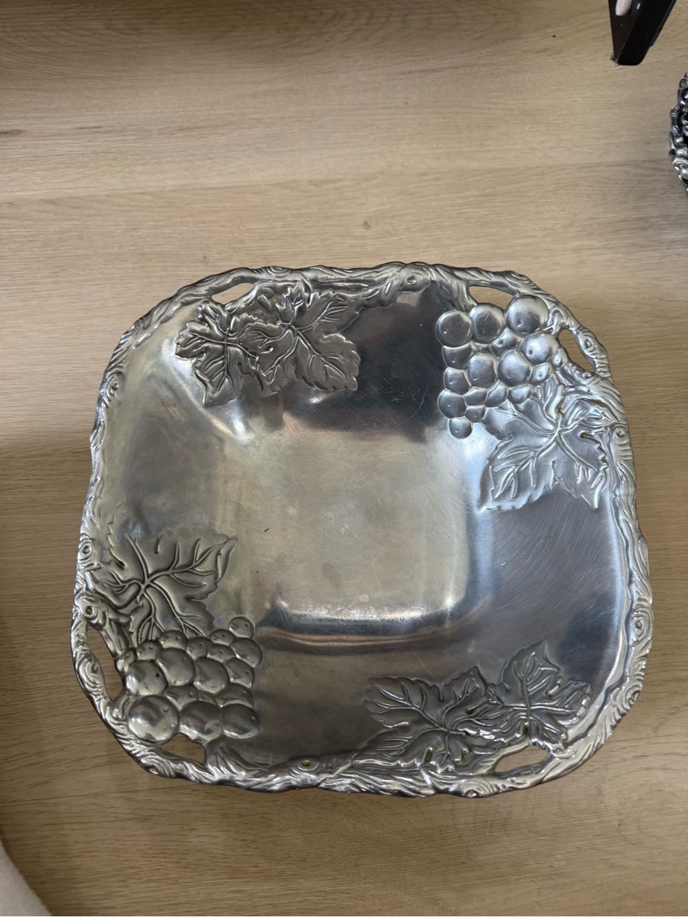 Arthur court Decorative Silver-Tone Grape Serving Bowl